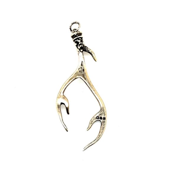 Signed G&B Deer Horn Pendant - Picture 1 of 5